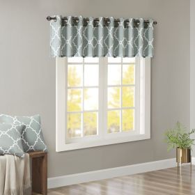 Fretwork Print Grommet Top Window Valance Seafoam/White 50x18"