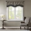 Jacquard Window Rod Pocket Valance With Beads Black 50x18"