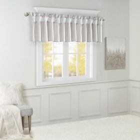Lightweight Faux Silk Valance With Beads Silver 50x26"