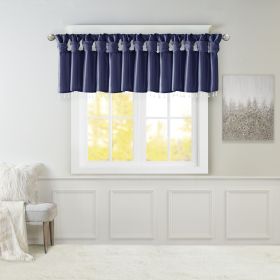 Lightweight Faux Silk Valance With Beads Navy 50x26"