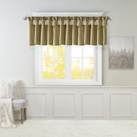 Lightweight Faux Silk Valance With Beads Bronze 50x26"