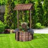 1PC Outdoor Wooden Wishing Well Planter Bucket
