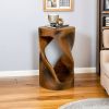 Twist Shape Concrete Side Table,Unique Modern End Table for Home Decor