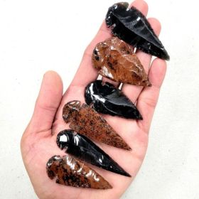6PCS Obsidian Arrowheads Crystal Stone Spear Head Points Bulk Lot 2" to 3"