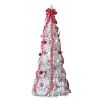 7 FT Fully Decorated Pre-lit Christmas Tree, Pop Up Artificial Xmas Tree with 170 Warm Lights and Red Ornaments for Home Office Store Holiday Deco