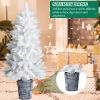 4 FT White Artificial Christmas Tree with Pot Stand, Potted Xmas Pine Tree with 200 Branch Tips for Holiday Party Office Home, White