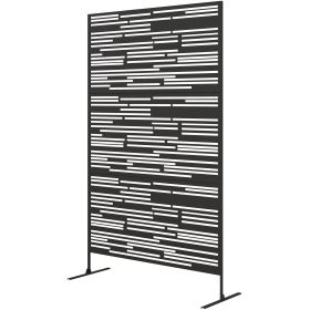 78" H x 48" W Metal Outdoor Privacy Screen, Freestanding Decorative Privacy Fence Screen for Balcony, Black