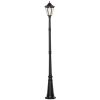 92.5" Outdoor Lamp Post Light, Solar-Powered Streetlight, w/ Clear Glass, Black