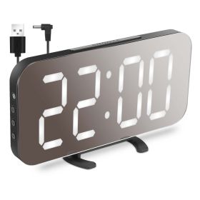 LED Mirror Alarm Clock - Dimmable Night Light, Dual USB Ports, Modern Home Decor