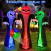 12FT Halloween Inflatables Decoration Outdoor Giant Pumpkin Reaper Ghost with 3-Colored Rotation Flame LEDs Spooky Halloween Blow Up Yard Decorations