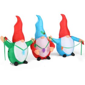 6.6 FT Lighted Christmas Inflatable Decoration, Inflatable Three Christmas Gnomes Elves