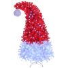 6 FT Santa Hat Style Pre-lit Christmas Tree, Hinged Artificial Xmas Tree Pine Tree with 300 Lights