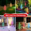 7-Color Solar Christmas Tree Stake Lights (4 Pack), Lifelike Fiber Optic Cedar Design with Star