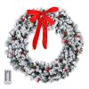 48in Pre-lit Snow Flocked Christmas Wreath, Lighted Artificial Xmas Wreath with 150 Warm White Lights and 450 PVC Tips and DIY Ornaments