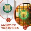 24in Pre-lit Outdoor Christmas Wreath Decoration, Lighted Metal Wreath with Golden Bow, Green and Warm White LED Lights