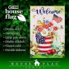 House Flag Welcome USA Patriotic Flower Pot 28x40 Inch Printed Blockout Polyester Patriotic Decoration