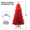 5FT Red Christmas Tree – Pure Red PVC Tree with 624 Tips, Hinged Branches for Easy Setup, Stable Metal Stand, Bold Holiday Decoration