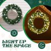 60in Pre-lit Christmas Wreath, Lighted Artificial Xmas Wreath with 220 Cold & Warm White Lights and 600 PVC Tips and DIY Ornaments