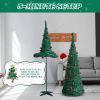 2 Pack, 6FT 5FT Artificial Pop Up Christmas Tree with Red Ball Ornaments for for Home Office Store Holiday Deco, Green