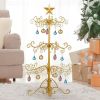 3ft Wrought Iron Christmas Tree, Metal Ornament Display Tree Stand for for Holiday Party Home Decor, Indoor & Outdoor Decor Hanger, Gold