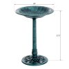 28" Resin Fleur De Lis Bird Bath, Time-Worn Finish - Garden Ornamental Decor