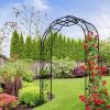 Metal Garden Arch W74.4'' x H98.4'' Garden Arbor Trellis Climbing Plants Support Rose Arch Outdoor Arch Black