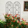 2 Pack Metal Garden Trellis 86.7" x 19.7" Rustproof Trellis for Climbing Plants Outdoor Flower Support Peacock Style Black