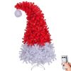 6 FT Santa Hat Style Pre-lit Christmas Tree, Hinged Artificial Xmas Tree Pine Tree with 300 Lights
