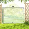 Garden Gate Chain Link Fence Gate, Galvanized Steel Garden Door for Yard Entrance Way, 47.2" x 70.9", Silver