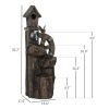 2-in-1 Outdoor Water Fountain with Birdhouse, Outdoor Waterfall Fountain with LED Lights Pump, Tree Trunk Outdoor Water Feature, Resin Garden Fountain