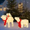 Set of 3 Lighted Polar Bear Family Christmas Decorations