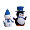 Set of 2 Lighted Plush Penguin and Snowman Christmas Decorations