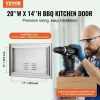 VEVOR BBQ Access Door, 20W x 14H Inch Single Outdoor Kitchen Door, Stainless Steel Flush Mount Door, Wall Vertical Door with Handle and vents