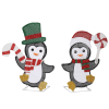 Set of 2 Lighted Penguin and Candy Cane Christmas Decorations