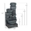 30" Tall Outdoor Water Fountain with LED Lights, 4-Tier Resin Cascading Bowls Outdoor Fountain Waterfall Fountain with Pump, Gray