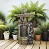 22.8" Water Fountain, 3-Tier Resin Bears on Log Outdoor Waterfall Fountain with LED Lights, Pump