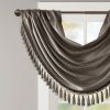 Faux Silk Waterfall Embellished Valance Pewter 38x46"