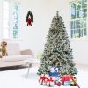 6 FT Pre-lit Snow Flocked Christmas Tree, Artificial Hinged Xmas Pine Tree with 800 Branch Tips