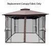 10x10 Ft Patio Double Roof Gazebo Replacement Canopy Top Fabric,Brown