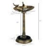Outsunny 32" Antique Bird Bath with Pedestal Flower Planter Base, Vintage Style Decorative Birdbath, Bird Feeder Bowl & Planter Decoration Yard Statue