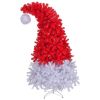 6 FT Santa Hat Style Pre-lit Christmas Tree, Hinged Artificial Xmas Tree Pine Tree with 300 Lights