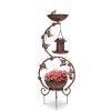 37.8 inch Bird Bath and Solar Bird Feeders Combo with Flower Planter Pedestal, Weather Resistant Metal Bird baths for Outdoors