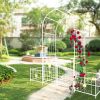Metal Garden Arch with Gate 79.5'' Wide x 86.6'' High Climbing Plants Support Rose Arch Outdoor Cream White
