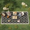 9x18 Reversible RV Outdoor Rug Black and Beige Plastic Straw Patio Floor Mat for Backyard Deck Picnic Beach Camping