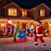 4.7 FT Lighted Christmas Inflatable Decoration, Large Motorized Seesaw with Santa and Reindeer