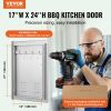 VEVOR BBQ Access Door, 17W x 24H Inch Single Outdoor Kitchen Door, Stainless Steel Flush Mount Door, Wall Vertical Door with Handle, Vents and Hook