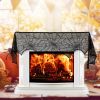 2PCS Halloween Mantle Scarf (96"x18") - Black Lace with Spider Web, Spider & Bat Design, Soft Anti-Crease Fabric - Perfect for Fireplace