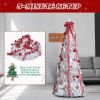 6 FT Fully Decorated Pre-lit Christmas Tree, Pop Up Artificial Xmas Tree with 100 Warm Lights and Red Ornaments for Home Office Store Holiday Deco