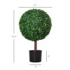 23.5 Inch Artificial Boxwood Ball Topiary Tree Fake Decorative Plant with Nursery Pot for Indoor Outdoor Décor