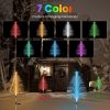 4Pack 7 Color Changing Solar Christmas Tree Lights Outdoor Optical Fiber Stake Lights Cedar Tree Lights with Topper Star IP44 Waterproof for Garden Ya